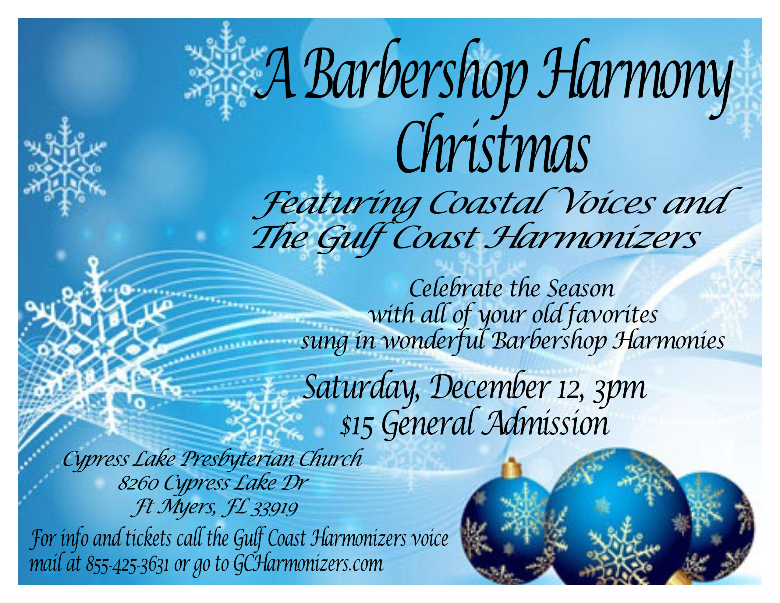 A Barbershop Harmony Christmas featuring Coastal Voices and Gulf Coast Harmonizers